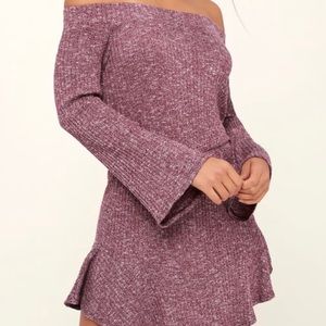 Lulu’s Burgundy Off-the-Shoulder Skater Dress